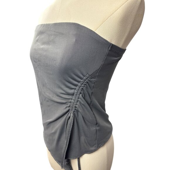 Women’s Garage Medium Grey Mesh Bandeau Top w/ Side Cinch - Picture 2 of 5